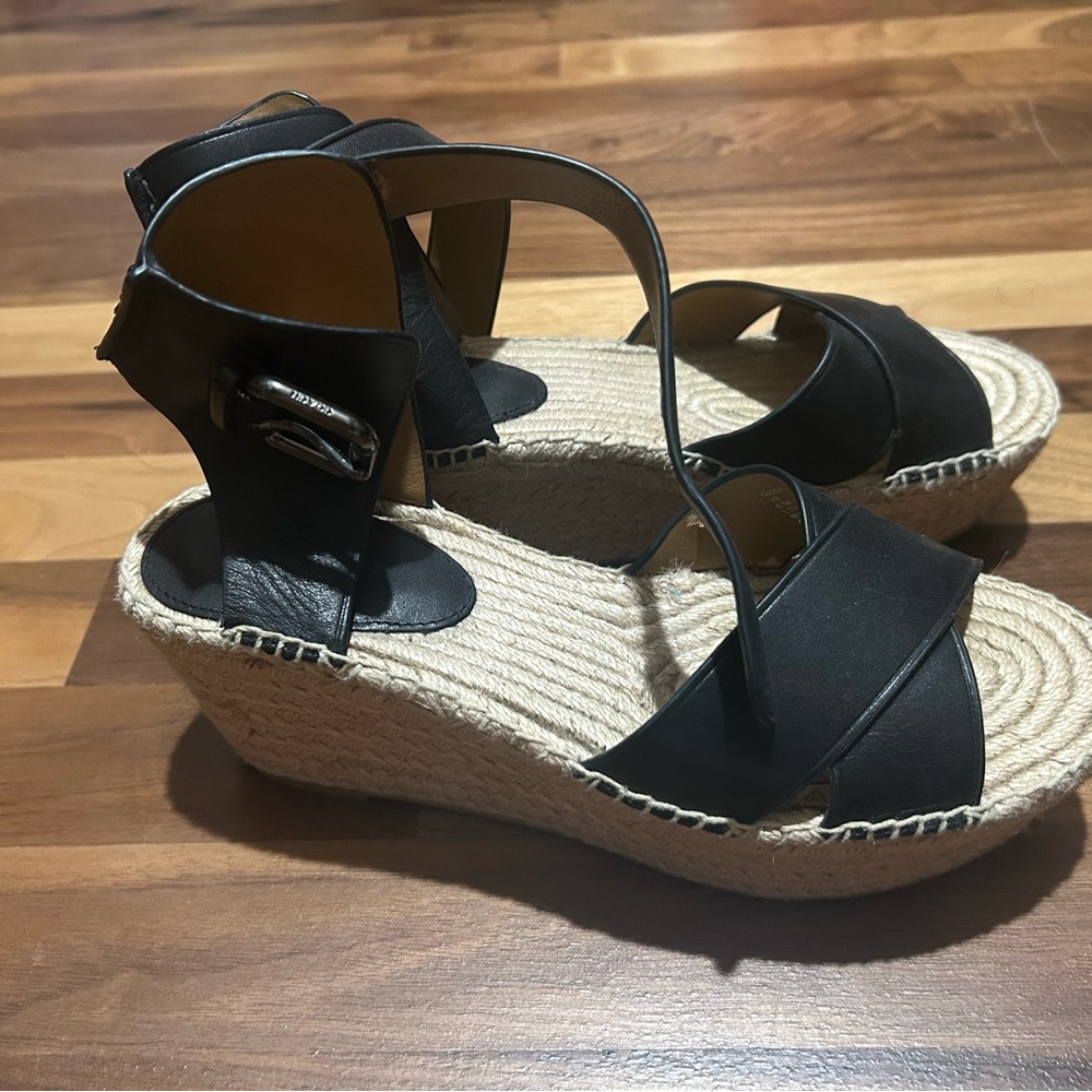 Coach Black Espadrille Wedge Sandals